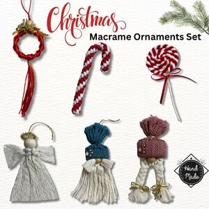CHRISTMAS HANDMADE MACRAME ORNAMENT SET